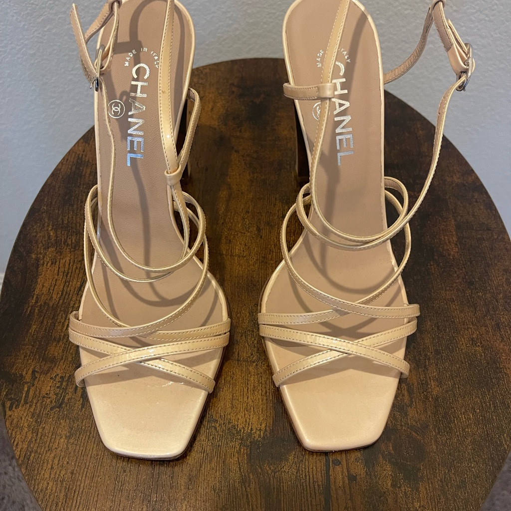 Chanel Beige Strappy Heels